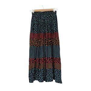 Vintage Carole Little Midi Skirt Size 4 Pull On Elastic Waist Polka Dot Pleated